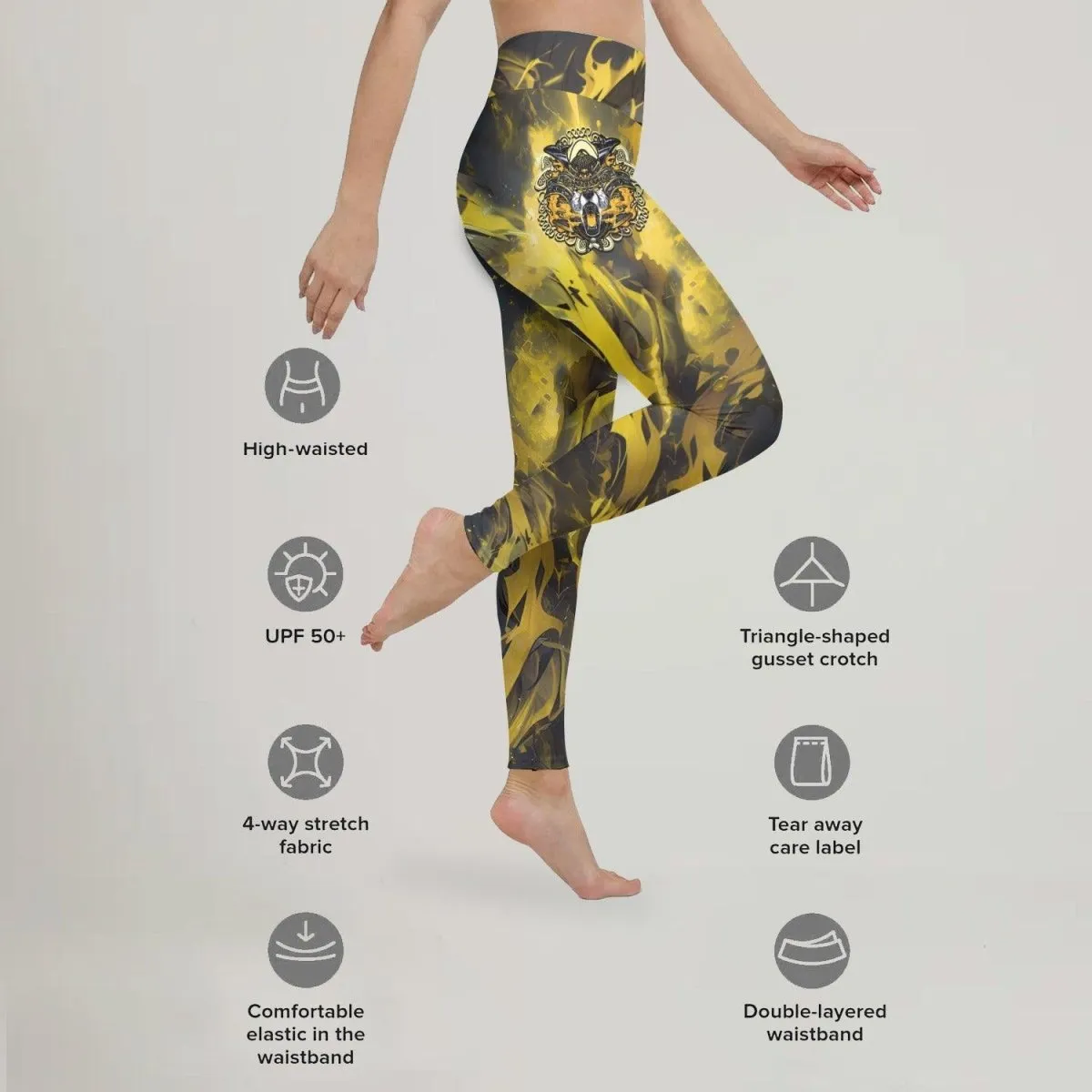 Golden Panda Skull Leggings