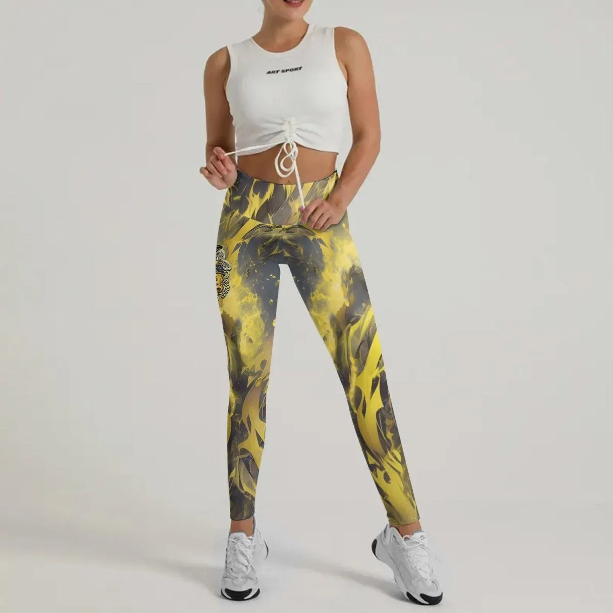 Golden Panda Skull Leggings