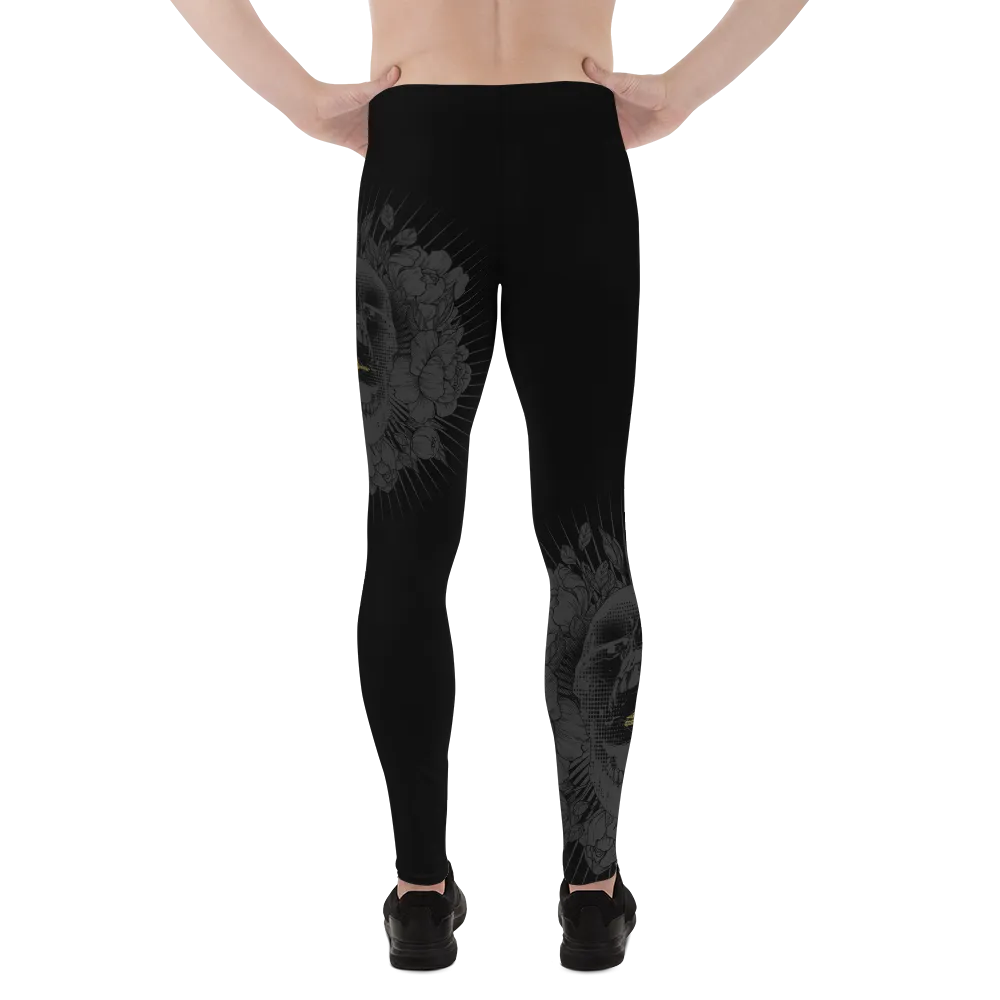 Hustle Harder Onyx Skull Floral Men's Leggings