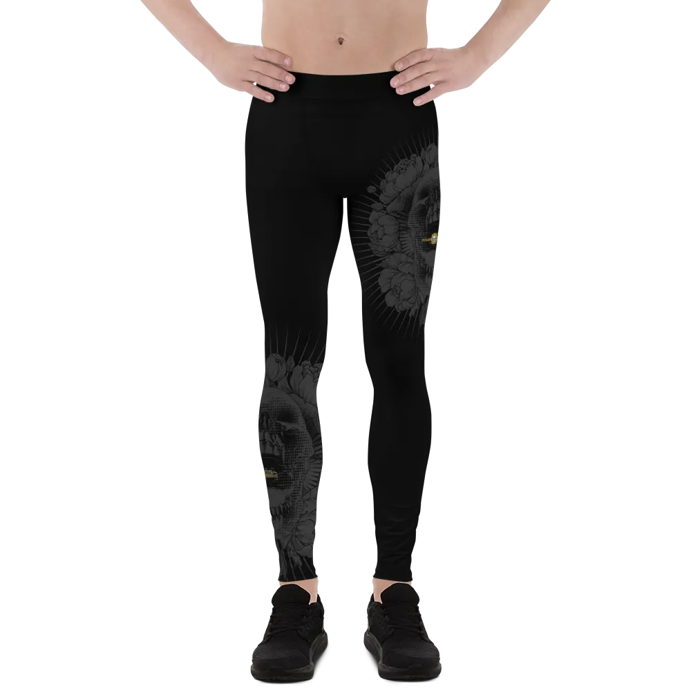 Hustle Harder Onyx Skull Floral Men's Leggings
