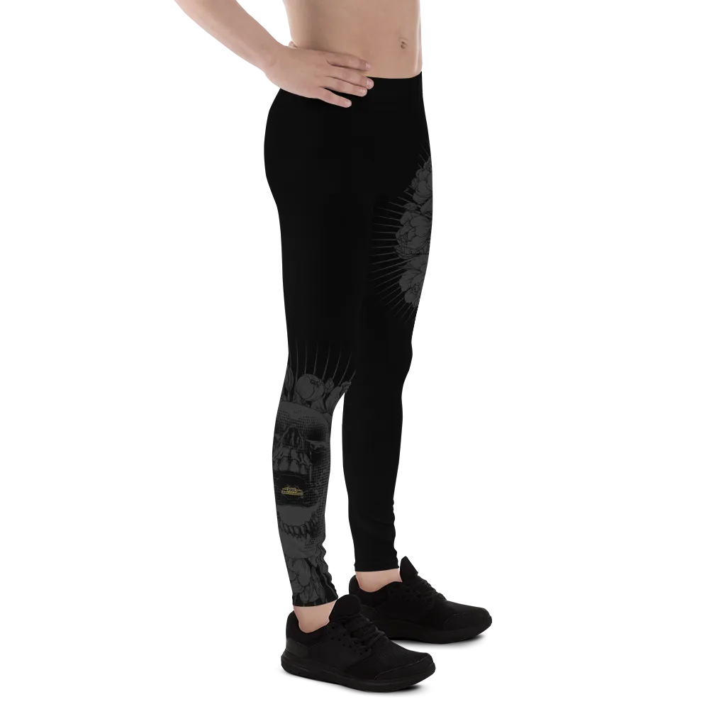 Hustle Harder Onyx Skull Floral Men's Leggings