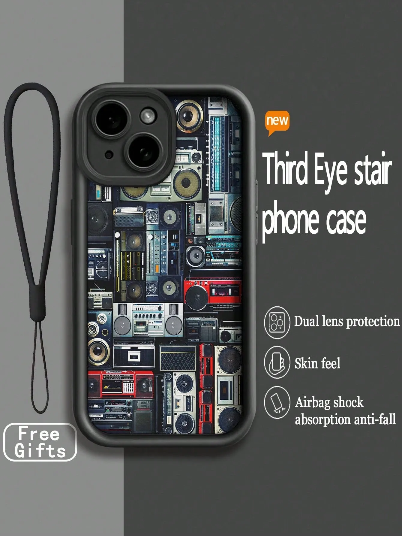 New Groove Texture Thickened Anti-Fall Colorful Hand Strap Drawing Phone Case Suitable For IPhone 15 Pro Max, Apple P13, P14, P11, P12 Pro, XS.XR/78P.78GES2, Samsung A50, A12, A32, A52, A72, A51, A21S, A13, A14, S22 Ultra, S23, A33, A53, S20 FE, Xiaomi Re