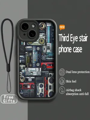 New Groove Texture Thickened Anti-Fall Colorful Hand Strap Drawing Phone Case Suitable For IPhone 15 Pro Max, Apple P13, P14, P11, P12 Pro, XS.XR/78P.78GES2, Samsung A50, A12, A32, A52, A72, A51, A21S, A13, A14, S22 Ultra, S23, A33, A53, S20 FE, Xiaomi Re