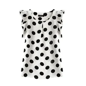 "Big Polka Dots" Women's Butterfly Sleeved Blouse
