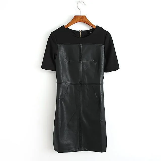 "Black Leather" Mini Dress