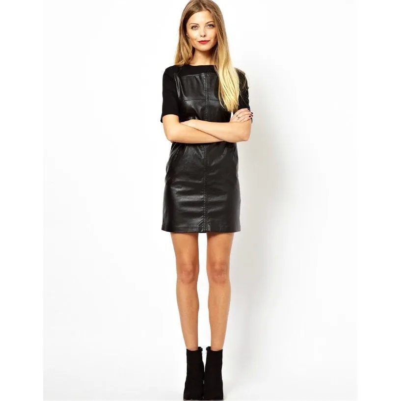 "Black Leather" Mini Dress