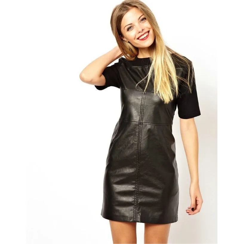 "Black Leather" Mini Dress