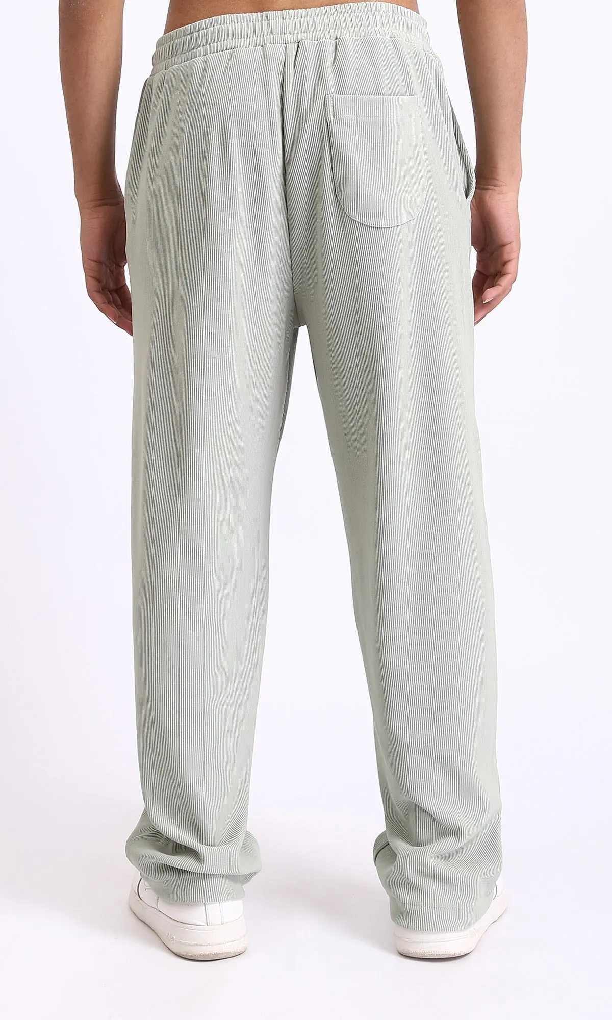 R208097 - Elastic Waist Comfy Ribbed Pants - Pastel Olive
