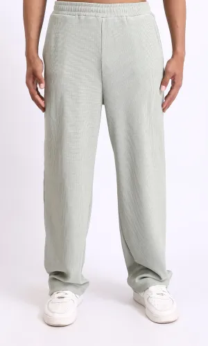 R208097 - Elastic Waist Comfy Ribbed Pants - Pastel Olive