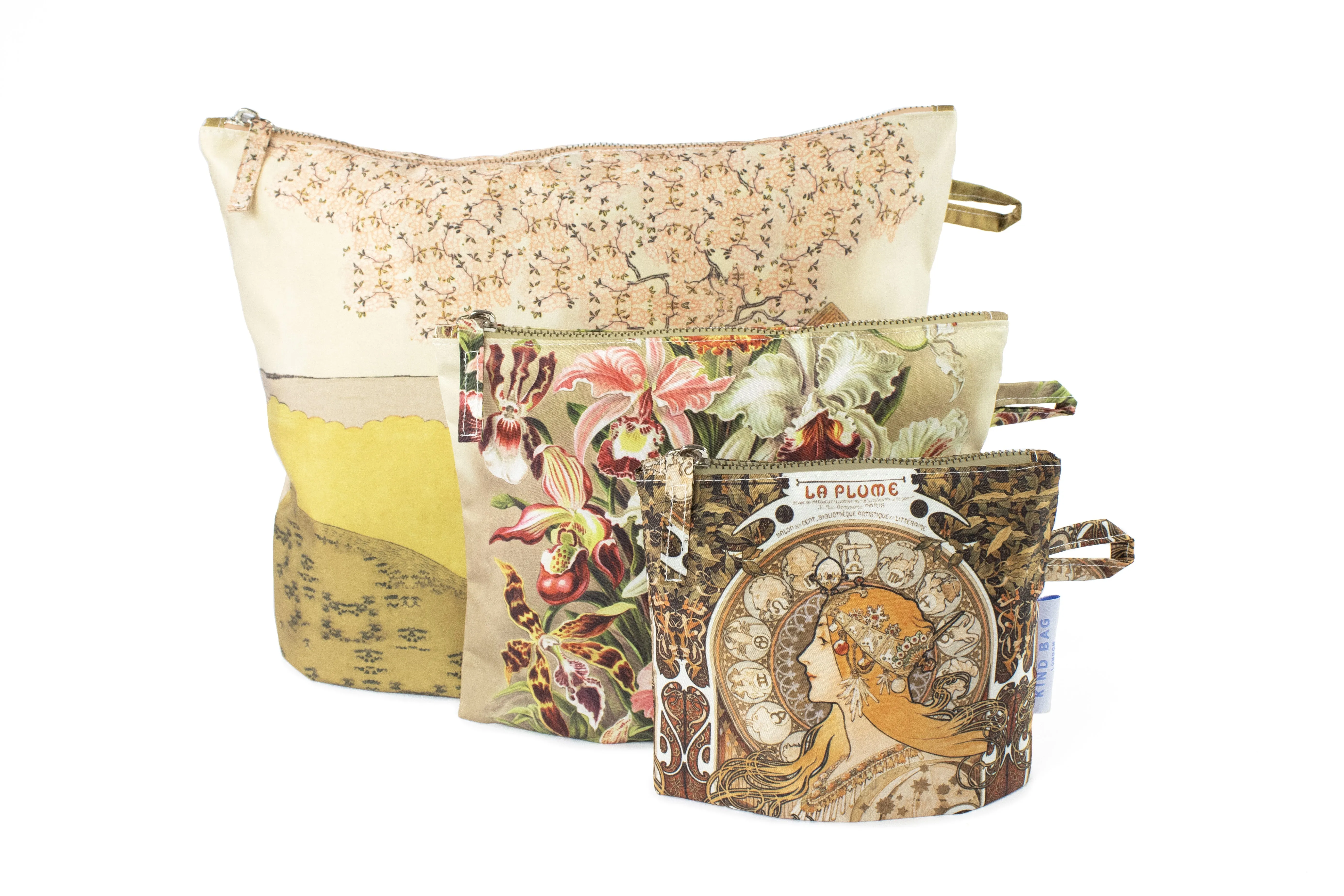 Recycled Plastic Zipper Pouches - Museum in Neutral Tones