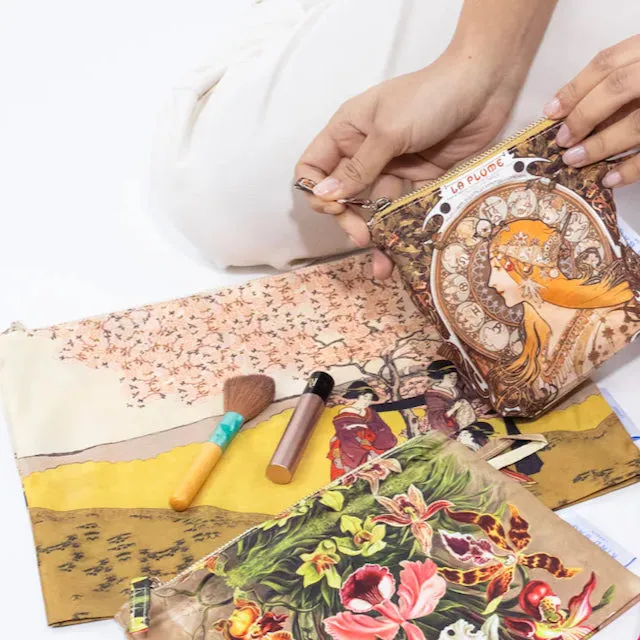 Recycled Plastic Zipper Pouches - Museum in Neutral Tones